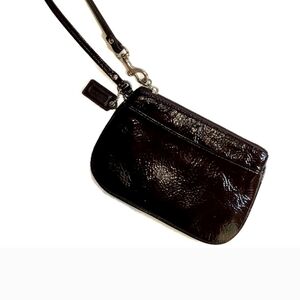 COACH Brown Patent Leather Small Wristlet
